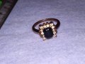 СТАР КРАСИВ МЕДЕН АРТ ДЕКО ПРЪСТЕН с ИСКРЯЩИ ФАСЕТИРАНИ КРИСТАЛИ 38657, снимка 3