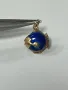Винтидж златно-син емайлиран  талисман риба 18 карата, снимка 7