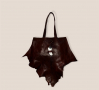 Арт мароканска чанта от естествена кожа в тъмнокафяво, снимка 1 - Чанти - 36239355