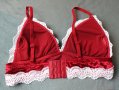 S/M червен плюшен комплект от прашка и бюстие, снимка 4