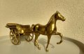 Масивна бронзова статуетка, кон с файтон. , снимка 1 - Статуетки - 41856507