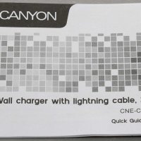 Зарядно Canyon с вграден кабел за Iphone и USB порт CNE-CHA043WS, снимка 9 - Оригинални зарядни - 41292002