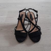 Черни велурени сандали, снимка 4 - Сандали - 40789654
