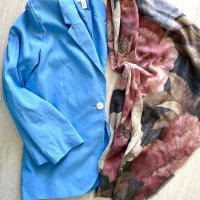Сако в наситен син цвят и шал подарък към него , снимка 10 - Сака - 42576972