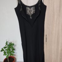 Черна рокля със златиста бродерия на цветя, снимка 8 - Рокли - 40672594