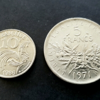 Монети. Франция. 5 и 10 франка., снимка 1 - Нумизматика и бонистика - 36089265