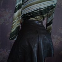 Maelie -S-Сладурска  кожена къса поличка  в масленозелено, снимка 7 - Поли - 34798137