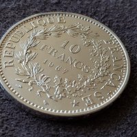 10 франка 1967 Франция СРЕБРО сребърна монета в качество 1, снимка 2 - Нумизматика и бонистика - 39976030