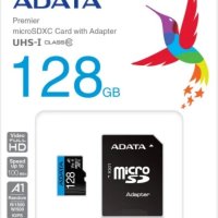 Карта с Памет, Adata 128GB MicroSDXC UHS-I CLASS10 A1 + (1 adapter), снимка 2 - Карти памет - 41467741