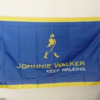 Johnnie Walker знаме флаг Джони Уокър рекламно уиски син етикет шотландско ново синьо, снимка 1 - Декорация за дома - 13900134