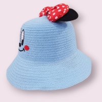 Детска лятна светло синя шапка за момиче с панделка маус, снимка 2 - Шапки - 41365773