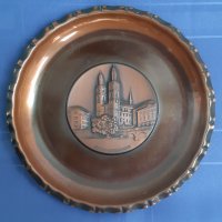 Колекционерска медна чиния ZURICH - GROSSMUNSTER, снимка 1 - Декорация за дома - 35755964