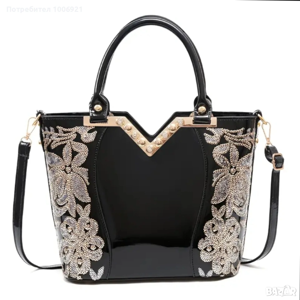 Дамска бродирана чанта в три цвята, снимка 1