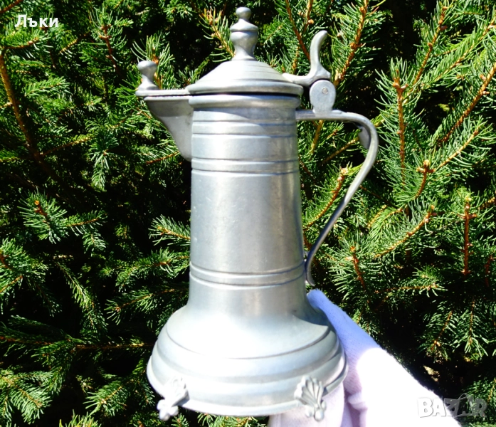 Калаена кана с капак 200 мл.,средновековен дизайн. , снимка 1