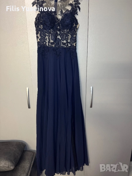 Официална бална рокля с цепка и дантела+ чанта към нея , снимка 1