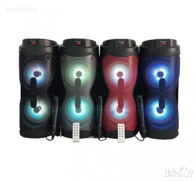 КАРАОКЕ КОЛОНА KTS 1086 С МИКРОФОН ЦВЕТОМУЗИКА И АКУМУЛАТОР, 2Х6.5 ИНЧА, снимка 1