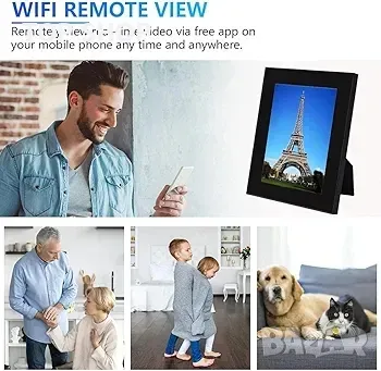 Скрита камера Wifi фоторамка 1080P HD шпионски камери за домашна сигурност, снимка 1