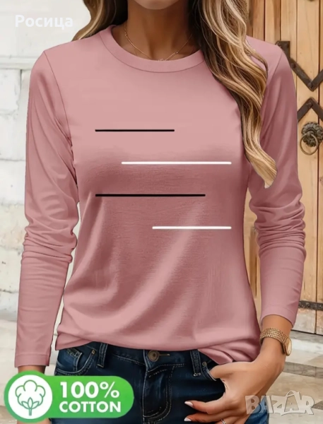 Дамска блуза с дълъг ръкав размер Л 100% памук нова, снимка 1