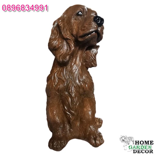 Градинска фигура за декорация от бетон куче в кафяв цвят, снимка 1