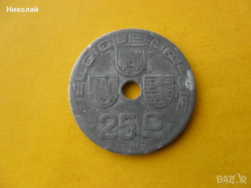25 цента 1942 г. монета Белгия, снимка 1