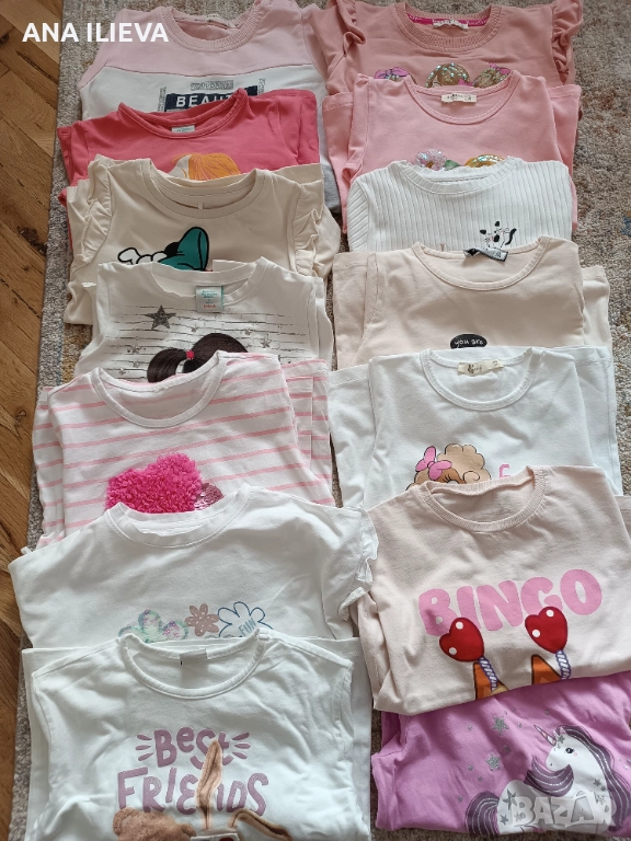 17броя памучни блузки за момиче - 110 р-р, снимка 1