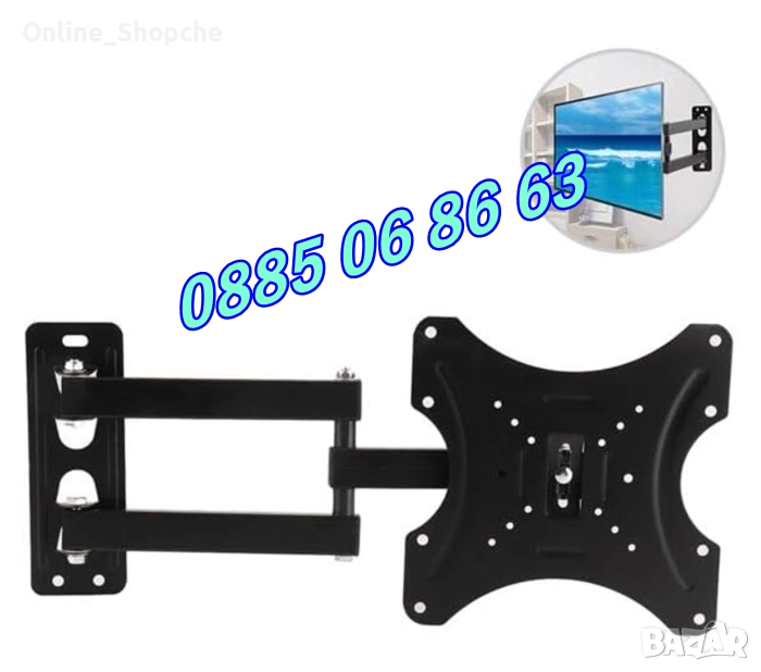 Въртяща стойка за телевизор за стена 14-42", подвижна стойка до 35кг, снимка 1