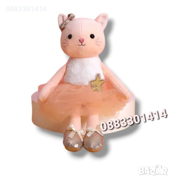 Плюшено коте с рокля 40см Котка , снимка 1