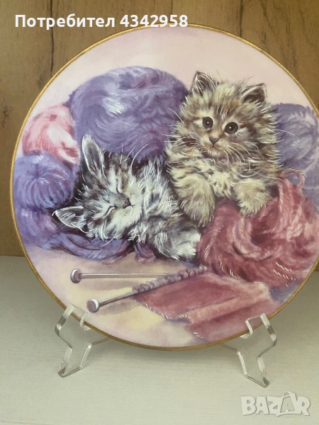 Gloria Porcelain.Bayreuth.Чиния с котки., снимка 1