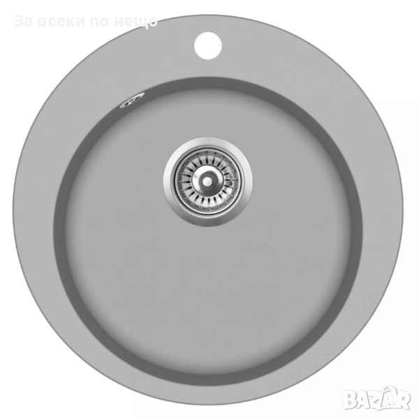 Гранитна кухненска мивка с едно корито, кръгла, сива Код P1146, снимка 1