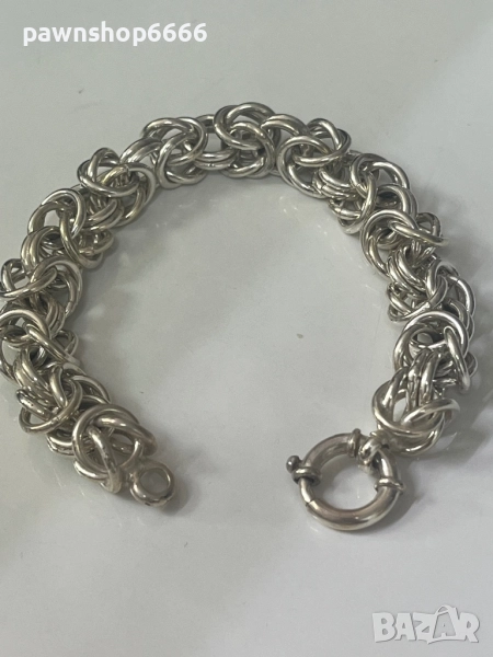 Сребърна гривна кралска плетка 925, снимка 1