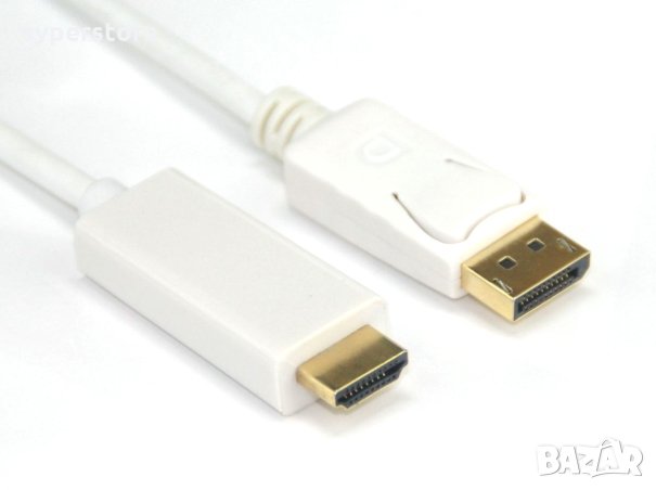 Кабел DisplayPort към HDMI 3м Бял VCom SS001235 Cable DP to HDMI M/M, снимка 1