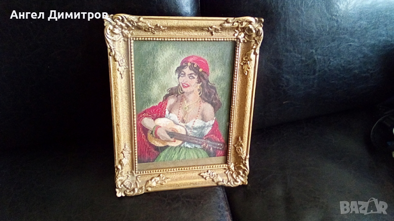 Страхотен ретро ръчен гоблен Циганката, снимка 1