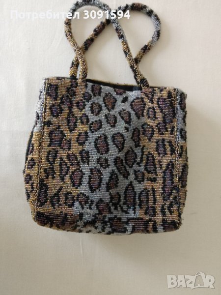 стара дамска чанта от стъклени мъниста леопард, снимка 1
