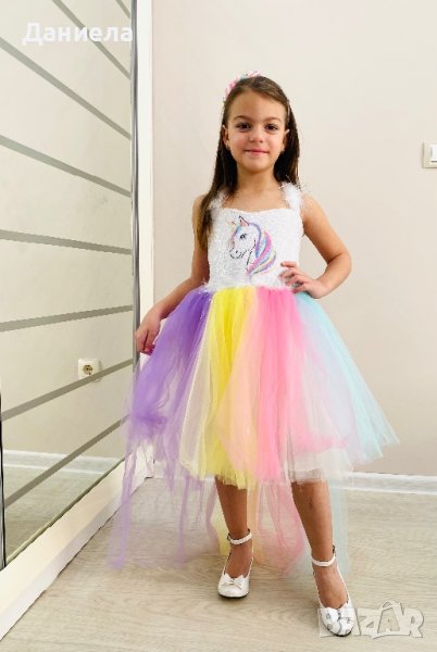 Рокля еднорог с пайети, снимка 1