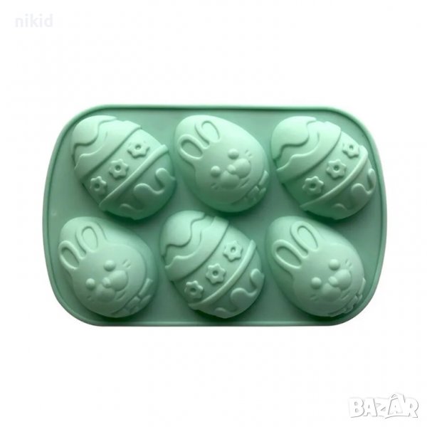 6 големи яйца яйце силиконов молд форма гипс сапун шоколад декор, снимка 1