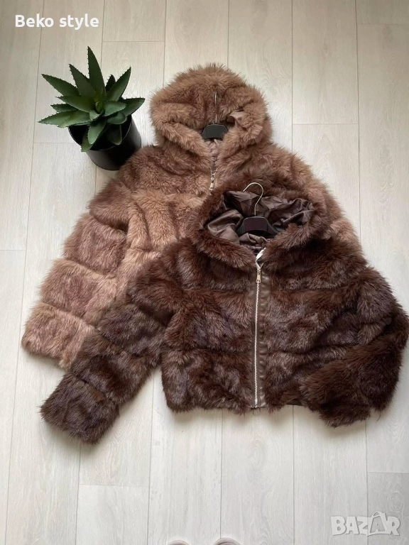 Пухено яке с качулка , снимка 1