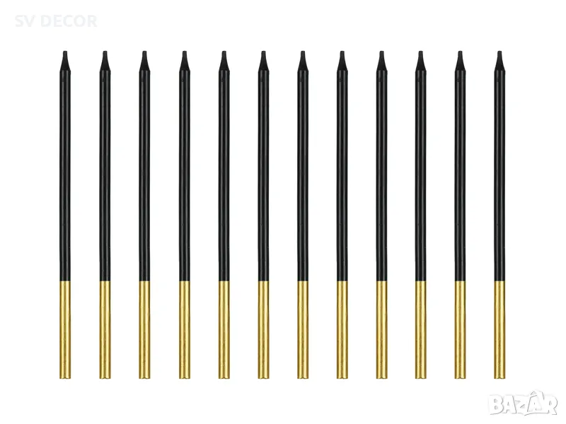 Черни свещи за рожден ден (12бр./оп), снимка 1