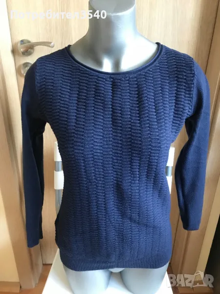 Тъмносиня блуза с дълъг ръкав, снимка 1