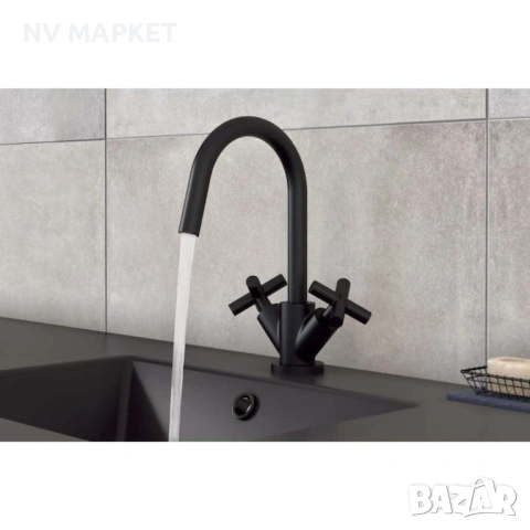 Смесител стоящ двуръкохватков черен смесител, снимка 3 - Смесители - 53837273