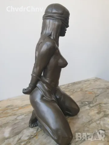 22см-2кг Boulesteix статуетка/еротика/френска бронзова скулптура/малка фигура на вързана гола жена, снимка 2 - Статуетки - 50010145