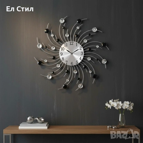 Модерен декоративен стенен часовник с кристали, 50 см, снимка 2 - Други стоки за дома - 53563686