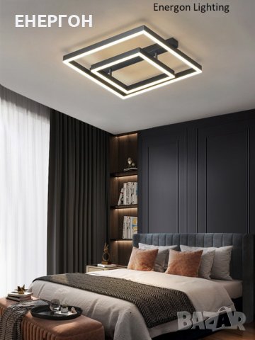 Луксозна LED лампа висок клас плафон димируема три цвята квадрат, снимка 6 - Лампи за таван - 41671839