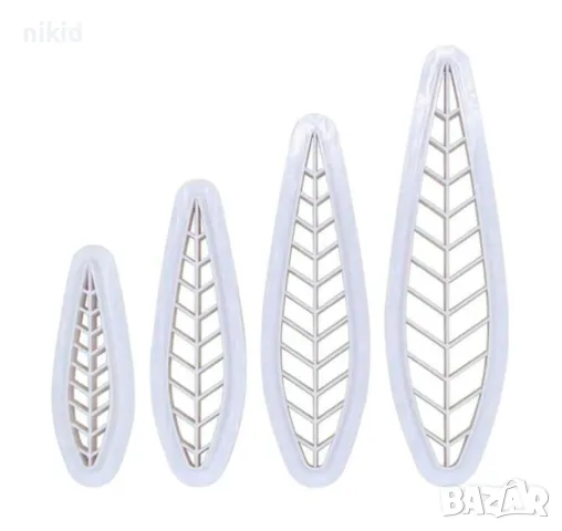 4 размера Издължено листо листа овес жито пшеница пластмасови форми форма резец резци, снимка 5 - Форми - 48067907