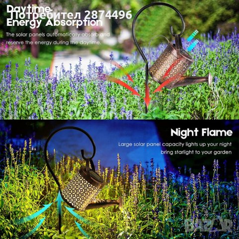 3949 Соларно осветление за градина светеща лейка, снимка 15 - Соларни лампи - 41574764