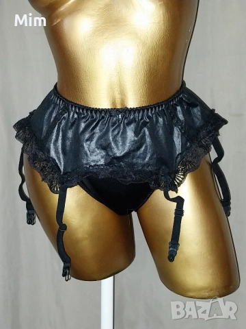 Bellanca 42 Черен кожен колан с жартиери за чорапи , снимка 3 - Бельо - 52371422