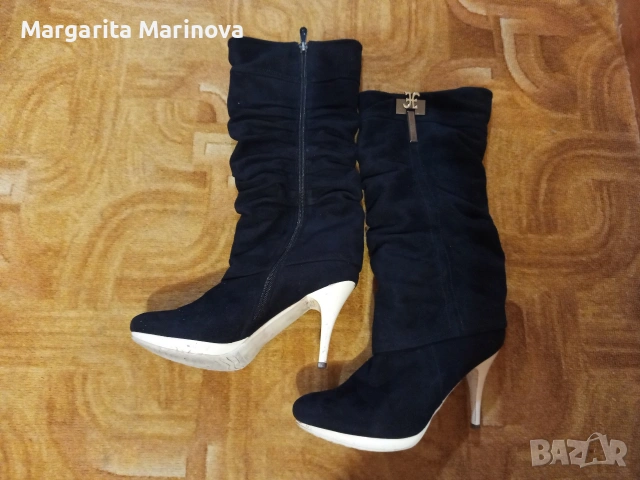 Дамски боти от велур на Tendenz , размер 38,дължина на стелката 24.5, снимка 3 - Дамски боти - 53150864