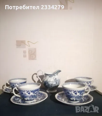 Стар порцеланов сервиз за кафе, Английска финна изработка. , снимка 4 - Сервизи - 48351381