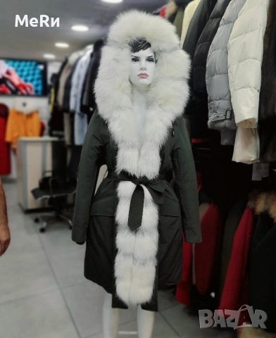 Палто с сребърна бяла лисица 