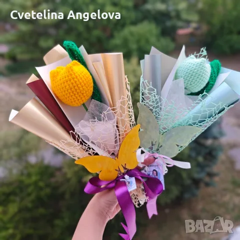 Вечни букети от плетени лалета , снимка 12 - Изкуствени цветя - 55871513