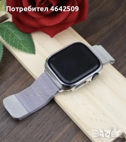 Метална Верижка с предпазен Калъф за Apple Watch Series 9 41mm, снимка 2 - Смарт гривни - 52425292